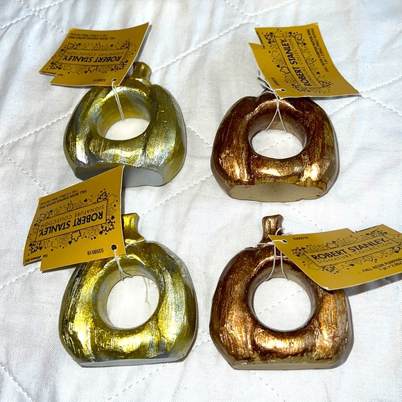 Robert Stanley Signature Collection Fall Resin Pumpkin 🎃 Napkin Rings Set of 8 - Picture 1 of 8
